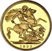 UK 1/2 Sovereign Victoria 1893 KM# 784 B. P. coin reverse UK 1/2 Sovereign Victoria 1893 KM# 784 B. P. coin reverse
