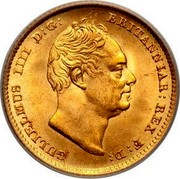 UK 1/2 Sovereign William IIII 1835 KM# 722 GULIELMUS IIII D:G: BRITANNIAR: REX F:D: coin obverse