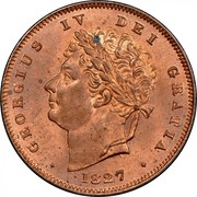UK 1/3 Farthing George IV 1827 KM# 703 GEORGIUS IV DEI GRATIA coin obverse UK 1/3 Farthing George IV 1827 KM# 703 GEORGIUS IV DEI GRATIA coin obverse