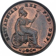 UK 1/3 Farthing William IV 1835 RE for REG KM# 721 BRITANNIAR: REX FID: DEF coin reverse