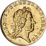 UK 1/4 Guinea George I 1718 KM# 555 GEORGIVS ∙ D ∙ G ∙ M ∙ BR ∙ FR ∙ ET ∙ HIB ∙ REX ∙ F ∙ D ∙ coin obverse