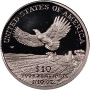 USA $10 American Eagle 2000 W KM# 314 UNITED STATES OF AMERICA .9995 PLATINUM 1/10 OZ. $10 coin reverse USA $10 American Eagle 2000 W KM# 314 UNITED STATES OF AMERICA .9995 PLATINUM 1/10 OZ. $10 coin reverse