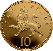 UK 10 Pence Crowned Lion 2002 British Royal Mint Proof KM# 989b TEN PENCE 10 coin reverse UK 10 Pence Crowned Lion 2002 British Royal Mint Proof KM# 989b TEN PENCE 10 coin reverse