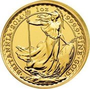 UK 100 Pounds (Britannia) KM# 1011 ONE OUNCE FINE GOLD BRITANNIA 2002 P.NATHAN coin reverse
