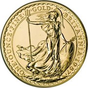 UK 100 Pounds Elizabeth II 1987 KM# 953 ONE'OUNCE'FINE'GOLD' 'BRITANNIA'1987' NATHAN coin reverse UK 100 Pounds Elizabeth II 1987 KM# 953 ONE'OUNCE'FINE'GOLD' 'BRITANNIA'1987' NATHAN coin reverse
