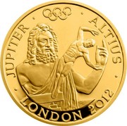 UK 100 Pounds London 2012, Jupiter 2011 Proof KM# 1220 JUPITER ALTUS LONDON 2012 coin reverse