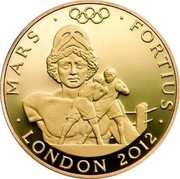 UK 100 Pounds London 2012, Mars 2012 Proof KM# 1223 MARS FORTIUS LONDON 2012 coin reverse