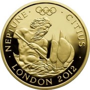 UK 100 Pounds London 2012, Neptune 2010 British Royal Mint Proof KM# 1162 NEPTUNE CITIUS LONDON 2012 coin reverse UK 100 Pounds London 2012, Neptune 2010 British Royal Mint Proof KM# 1162 NEPTUNE CITIUS LONDON 2012 coin reverse