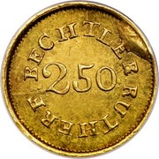 USA $2.50 (1831-42) KM# 90 Christopher Bechtler (North Carolina) BECHTLER RUTHERF: 2.50 coin obverse USA $2.50 (1831-42) KM# 90 Christopher Bechtler (North Carolina) BECHTLER RUTHERF: 2.50 coin obverse