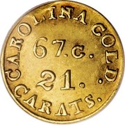 USA $2.50 (1831-42) KM# 90 Christopher Bechtler (North Carolina) CAROLINA GOLD. 67.G. 21. coin reverse USA $2.50 (1831-42) KM# 90 Christopher Bechtler (North Carolina) CAROLINA GOLD. 67.G. 21. coin reverse
