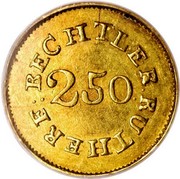 USA $2.50 18XX KM# 76.2 Christopher Bechtler (Georgia) BECHLER . RUTHERF : 2.50 coin reverse USA $2.50 18XX KM# 76.2 Christopher Bechtler (Georgia) BECHLER . RUTHERF : 2.50 coin reverse
