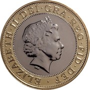 UK £2 Games in Northern Ireland 2002 British Royal Mint Proof KM# 1031 ∙ ELIZABETH∙II∙DEI∙GRA∙REG∙FID∙DEF IRB coin obverse