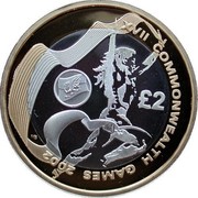 UK £2 Games in Northern Ireland 2002 British Royal Mint Proof KM# 1033 £2 XVII COMMONWEALTH GAMES 2002 MB coin reverse