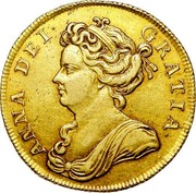 UK 2 Guineas Anne 1711 KM# 531 ANNA DEI GRATIA ∙ coin obverse UK 2 Guineas Anne 1711 KM# 531 ANNA DEI GRATIA ∙ coin obverse