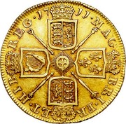 UK 2 Guineas Anne 1711 KM# 531 MAG BRI ∙ FR ET ∙ HIB REG ∙ coin reverse UK 2 Guineas Anne 1711 KM# 531 MAG BRI ∙ FR ET ∙ HIB REG ∙ coin reverse