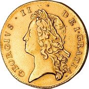 UK 2 Guineas George II 1738 KM# 576 GEORGIVS ∙ II ∙ DEI ∙ GRATIA ∙ coin obverse UK 2 Guineas George II 1738 KM# 576 GEORGIVS ∙ II ∙ DEI ∙ GRATIA ∙ coin obverse