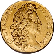 UK 2 Guineas William III 1701 KM# 507 GVLIELMVS ∙ III ∙ DEI ∙ GRA coin obverse UK 2 Guineas William III 1701 KM# 507 GVLIELMVS ∙ III ∙ DEI ∙ GRA coin obverse