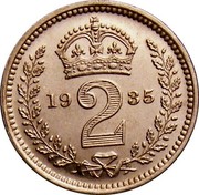 UK 2 Pence George V 1935 Prooflike KM# 840 2 19 34 coin reverse UK 2 Pence George V 1935 Prooflike KM# 840 2 19 34 coin reverse