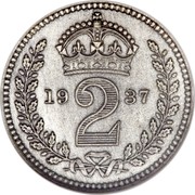 UK 2 Pence George VI 1937 Prooflike KM# 847 *YE 2 AR* coin reverse UK 2 Pence George VI 1937 Prooflike KM# 847 *YE 2 AR* coin reverse