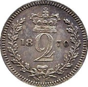 UK 2 Pence Victoria 1870 Prooflike KM# 729 2 coin reverse UK 2 Pence Victoria 1870 Prooflike KM# 729 2 coin reverse