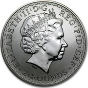 UK 2 Pounds 20th Anniversary Britannia 1999 British Royal Mint Proof KM# 1000 'ELIZABETH'II'D'G REG'FID'DEF' 2'POUNDS IRB coin obverse UK 2 Pounds 20th Anniversary Britannia 1999 British Royal Mint Proof KM# 1000 'ELIZABETH'II'D'G REG'FID'DEF' 2'POUNDS IRB coin obverse