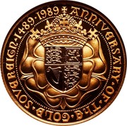 UK 2 Pounds 500th Anniversary of Sovereign 1989 Proof KM# 957 ANNIVERSARY∙OF∙THE∙GOLD∙SOVEREIGN∙1489∙1989 coin reverse UK 2 Pounds 500th Anniversary of Sovereign 1989 Proof KM# 957 ANNIVERSARY∙OF∙THE∙GOLD∙SOVEREIGN∙1489∙1989 coin reverse