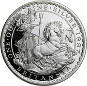 UK 2 Pounds Britannia 1997 Proof KM# 981 ONE'OUNCE'FINE'SILVER'1997 BRITANNIA PN coin reverse UK 2 Pounds Britannia 1997 Proof KM# 981 ONE'OUNCE'FINE'SILVER'1997 BRITANNIA PN coin reverse