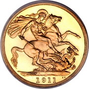 UK 2 Pounds George V 1911 Proof KM# 821 1911 B.P. coin reverse UK 2 Pounds George V 1911 Proof KM# 821 1911 B.P. coin reverse