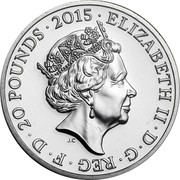 UK 20 Pounds The Longest Reigning British Monarch 2015 British Royal Mint KM# 1304 ELIZABETH II ∙ D ∙ G ∙ REG ∙ F ∙ D ∙ 20 POUNDS ∙ 2015 ∙ J.C coin obverse UK 20 Pounds The Longest Reigning British Monarch 2015 British Royal Mint KM# 1304 ELIZABETH II ∙ D ∙ G ∙ REG ∙ F ∙ D ∙ 20 POUNDS ∙ 2015 ∙ J.C coin obverse