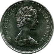 UK 25 New Pence Elizabeth & Philip 1972 Proof KM# 917 D∙G∙REG∙F∙D∙ ELIZABETH II coin obverse UK 25 New Pence Elizabeth & Philip 1972 Proof KM# 917 D∙G∙REG∙F∙D∙ ELIZABETH II coin obverse