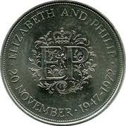 UK 25 New Pence Elizabeth & Philip 1972 Proof KM# 917 ∙ELIZABETH AND PHILIP∙ EP 20 NOVEMBER∙1947-1972 coin reverse UK 25 New Pence Elizabeth & Philip 1972 Proof KM# 917 ∙ELIZABETH AND PHILIP∙ EP 20 NOVEMBER∙1947-1972 coin reverse