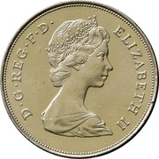 UK 25 New Pence Wedding of Prince Charles & Diana 1981 KM# 925 D∙G∙REG∙F∙D∙ ELIZABETH II coin obverse UK 25 New Pence Wedding of Prince Charles & Diana 1981 KM# 925 D∙G∙REG∙F∙D∙ ELIZABETH II coin obverse