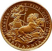 UK 25 Pounds Britannia 1997 Proof KM# 983 QUARTER'OUNCE'FINE'GOLD'1997 PN BRITANNIA coin reverse