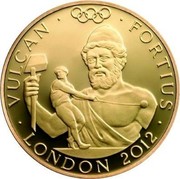 UK 25 Pounds London 2012, Vulcan 2012 Proof KM# 1222 VULCAN FORTIUS LONDON 2012 coin reverse