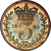 UK 3 Pence George IV 1829 Prooflike KM# 685.2 3 coin reverse UK 3 Pence George IV 1829 Prooflike KM# 685.2 3 coin reverse