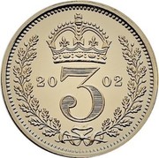 UK 3 Pence Queen Elizabeth II Golden Jubilee 2002 British Royal Mint Prooflike KM# 901a 3 20 02 coin reverse