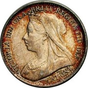 UK 3 Pence Victoria 1894 Prooflike KM# 777 VICTORIA∙DEI∙GRA ∙ BRITT∙REGINA∙FID∙DEF ∙ IND∙IMP∙ T∙B∙ coin obverse UK 3 Pence Victoria 1894 Prooflike KM# 777 VICTORIA∙DEI∙GRA ∙ BRITT∙REGINA∙FID∙DEF ∙ IND∙IMP∙ T∙B∙ coin obverse