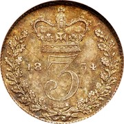 UK 3 Pence William IV 1834 Prooflike KM# 710 3 coin reverse UK 3 Pence William IV 1834 Prooflike KM# 710 3 coin reverse