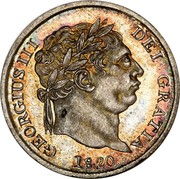 UK 4 Pence Groat 1820 KM# 671 GEORGIUS III DEI GRATIA *YEAR* coin obverse UK 4 Pence Groat 1820 KM# 671 GEORGIUS III DEI GRATIA *YEAR* coin obverse