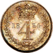 UK 4 Pence Groat 1834 KM# 711 *YE 4 AR* coin reverse UK 4 Pence Groat 1834 KM# 711 *YE 4 AR* coin reverse