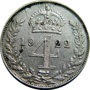 UK 4 Pence Groat 1922 Prooflike KM# 814a *YE 4 AR* coin reverse UK 4 Pence Groat 1922 Prooflike KM# 814a *YE 4 AR* coin reverse