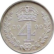 UK 4 Pence Groat 2000 Prooflike KM# 902 *YE 4 AR* coin reverse UK 4 Pence Groat 2000 Prooflike KM# 902 *YE 4 AR* coin reverse
