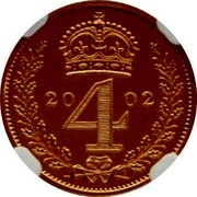 UK 4 Pence Queen Elizabeth II Golden Jubilee 2002 British Royal Mint Proof KM# 902a 4 20 02 coin reverse