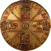 UK 5 Guineas Anne 1709 KM# 532 MAG BR ∙ FRA ET ∙ HIB REG ∙ coin reverse UK 5 Guineas Anne 1709 KM# 532 MAG BR ∙ FRA ET ∙ HIB REG ∙ coin reverse