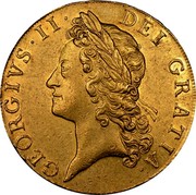 UK 5 Guineas George II (5 Guineas) 1741 KM# 571.1 GEORGIVS ∙ II ∙ DEI ∙ GRATIA coin obverse UK 5 Guineas George II (5 Guineas) 1741 KM# 571.1 GEORGIVS ∙ II ∙ DEI ∙ GRATIA coin obverse