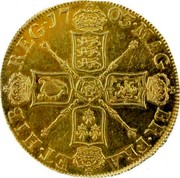 UK 5 Guineas Queen Anne 1703 KM# 520.1 MAG BR ∙ FRA ET ∙ HIB REG ∙ coin reverse UK 5 Guineas Queen Anne 1703 KM# 520.1 MAG BR ∙ FRA ET ∙ HIB REG ∙ coin reverse
