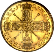 UK 5 Guineas William III 1701 KM# 508 MAG BR ∙ FRA ET ∙ HIB REX ∙ coin reverse UK 5 Guineas William III 1701 KM# 508 MAG BR ∙ FRA ET ∙ HIB REX ∙ coin reverse