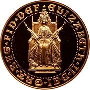 UK 5 Pounds 500th Anniversary of the Gold Sovereign 1989 KM# 958 ELIZABETH∙II∙DEI∙GRA∙REG∙FID∙DIF coin obverse UK 5 Pounds 500th Anniversary of the Gold Sovereign 1989 KM# 958 ELIZABETH∙II∙DEI∙GRA∙REG∙FID∙DIF coin obverse