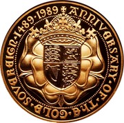 UK 5 Pounds 500th Anniversary of the Gold Sovereign 1989 KM# 958 ANNIVERSARY∙OF∙THE∙GOLD∙SOVEREIGN∙1489∙1989 coin reverse UK 5 Pounds 500th Anniversary of the Gold Sovereign 1989 KM# 958 ANNIVERSARY∙OF∙THE∙GOLD∙SOVEREIGN∙1489∙1989 coin reverse