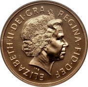 UK 5 Pounds Elizabeth II 2000 Proof KM# 1003 ELIZABETH∙II∙DEI∙GRA REGINA∙FID∙DEF IRB coin obverse UK 5 Pounds Elizabeth II 2000 Proof KM# 1003 ELIZABETH∙II∙DEI∙GRA REGINA∙FID∙DEF IRB coin obverse